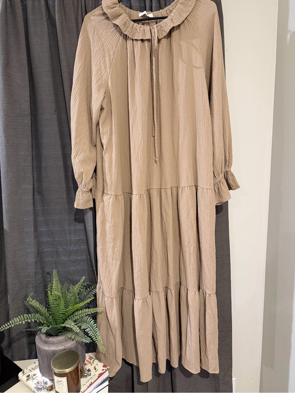 Ces Femme Ruffle-Neck Tiered Maxi Dress